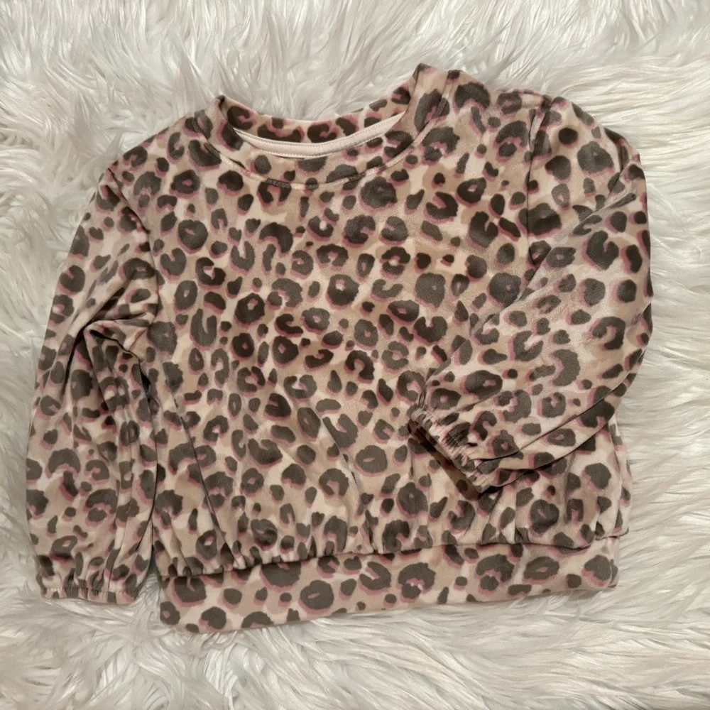 Cat‎ & Jack Girls 2T Leopard Velour Jogger Outfit Set